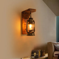 Lyros Lantaarn Vintage Houten Rustieke Wandlamp