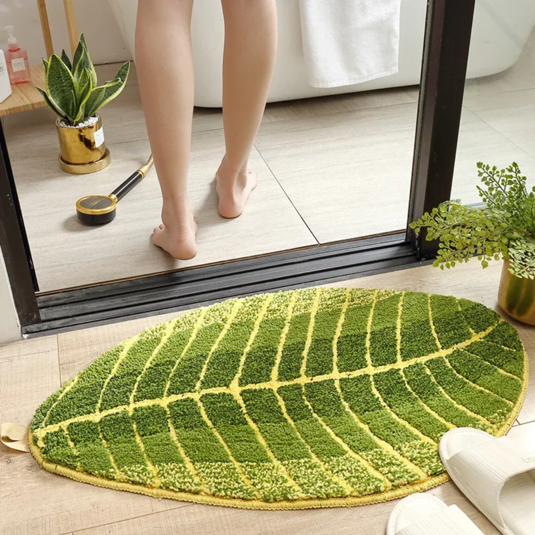 VelvetLeaf Badkamer Tapijt | Flocke badmat met luxe uitstraling en antisliptechnologi