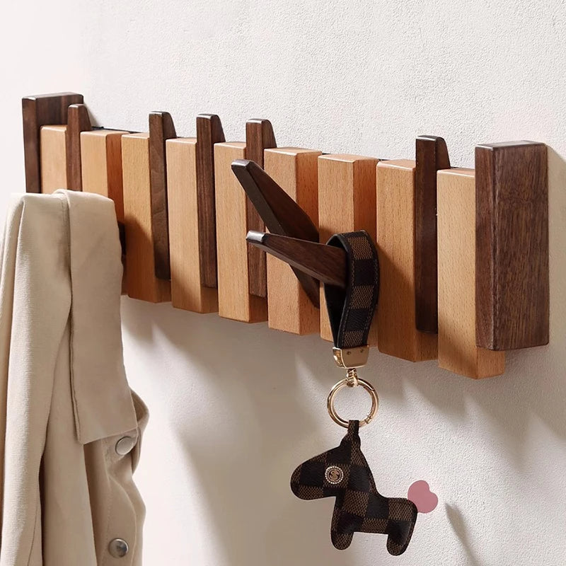 Eloria Piano-Stijl Houten Kapstok Met Vouwbare Haken
