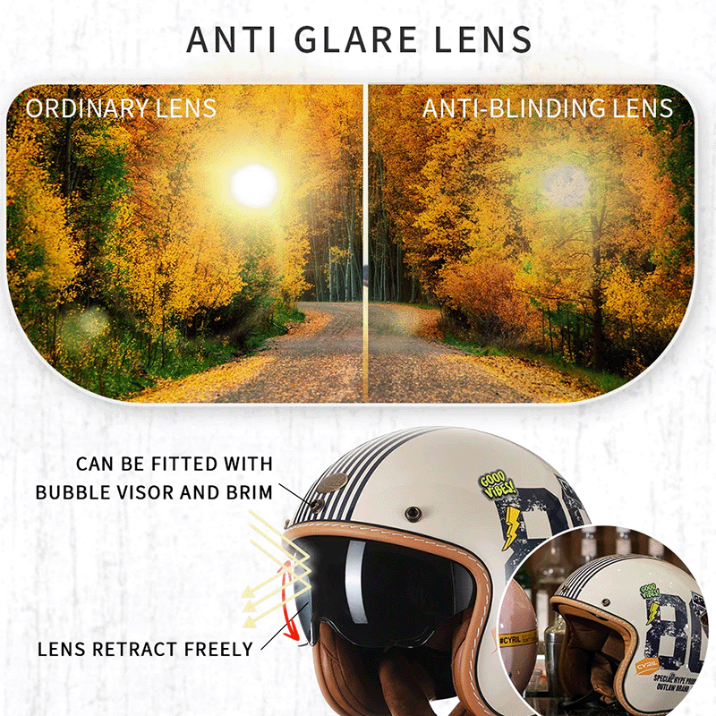 Classic Retro LumaLite Open Face Helm Arc Voor Rijders