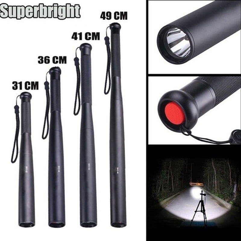 Baseball Bat Vormige LED Zaklamp | Aluminium Legering, 3 Verlichtingsmodi | Nood- en Gebruikstoepassing