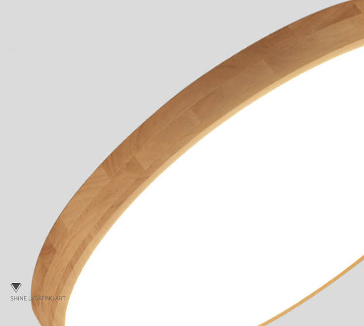 Nordic Massief Houten Ronde Ultra-dunne LED Plafondlamp 1-Licht