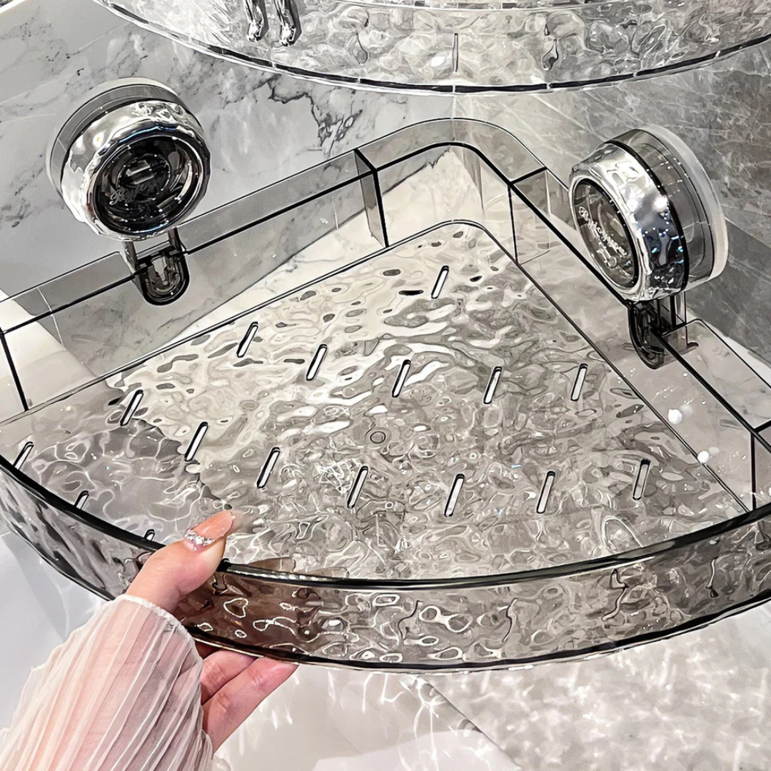 OptiShelf Wandrek Douche Organisator | Zuignapplank voor douche of keuken - Bevestiging in één seconde en kan worden gedraaid voor eenvoudig verwijderen