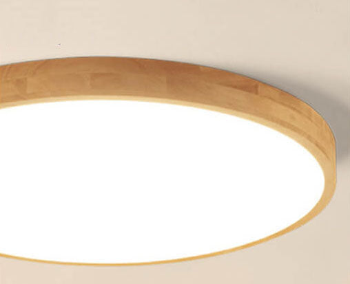 Nordic Massief Houten Ronde Ultra-dunne LED Plafondlamp 1-Licht