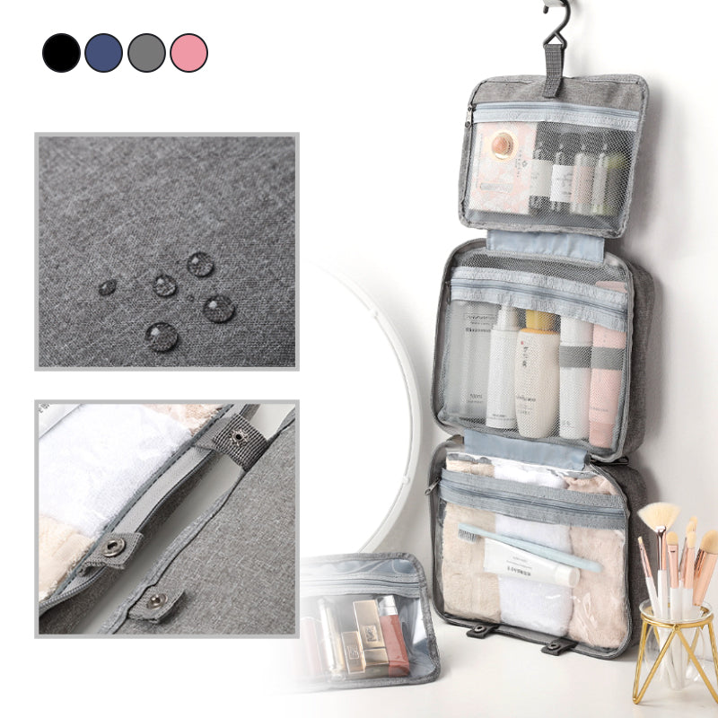 Travelique Reiskosmetik Organizer | Compact & Waterafstotend | Met 4 vakken & 360° haak | Voor dames & heren