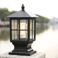 Etilo Moderne Metalen Glazen Lantaarn LED Buitenlicht Paal