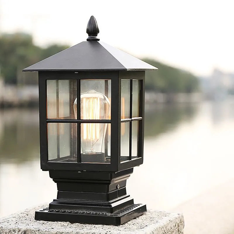 Etilo Moderne Metalen Glazen Lantaarn LED Buitenlicht Paal