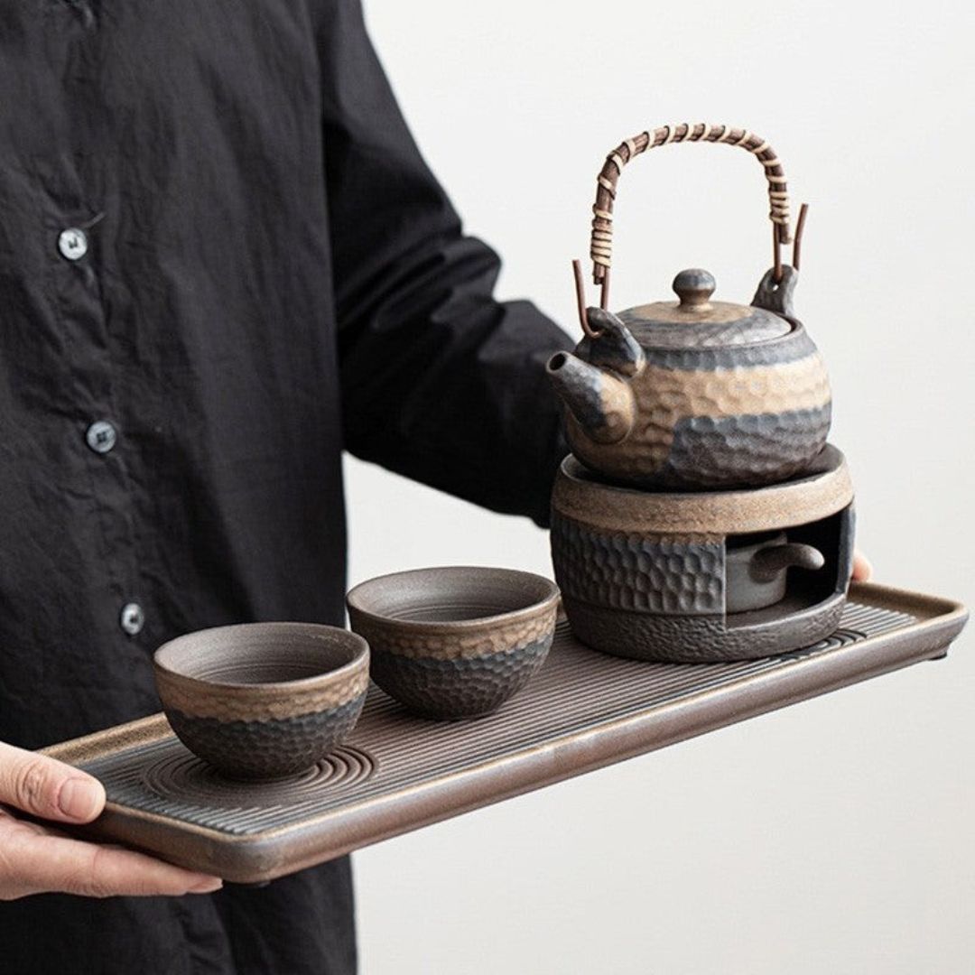 Japanse Keramische Theeset met Warmhouder voor Een Rustgevende en Elegante Beleving
