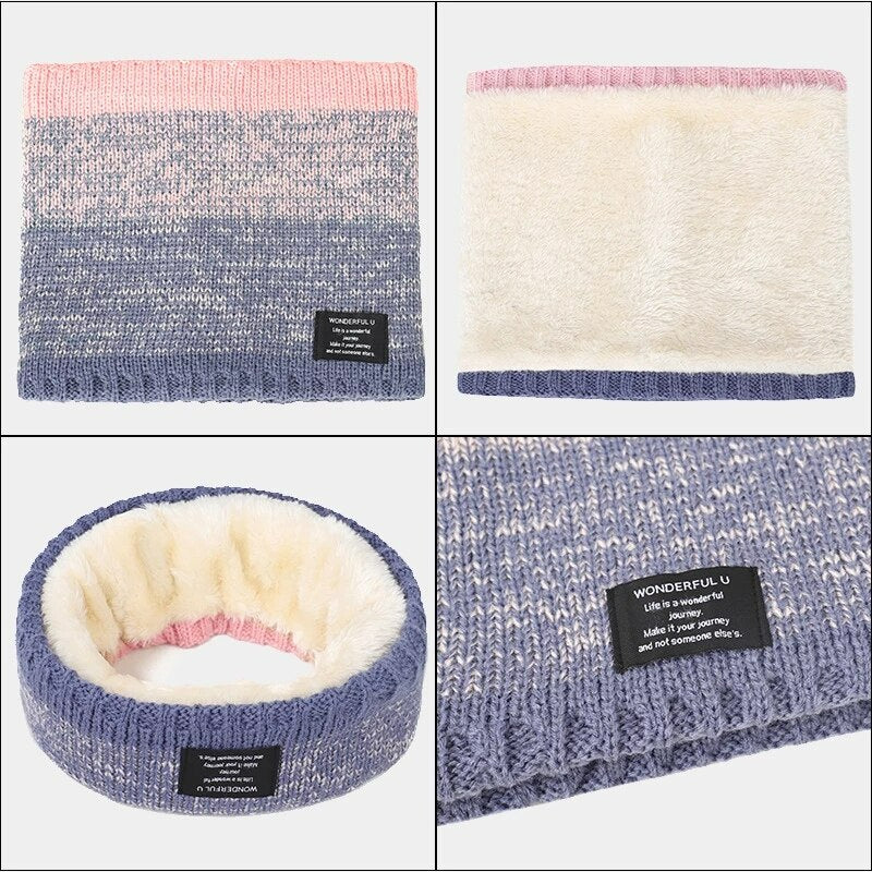Warme wintersjaal | Gebreide fleece nekwarmer met dik kasjmier