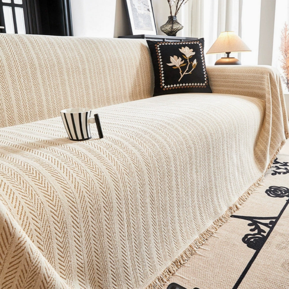 Haringbone Chenille Kwastjes Bankhoes