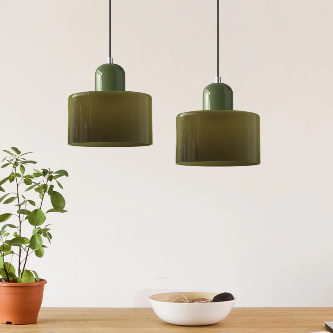 Vintage Hanglamp met Glazen Kap en Verstelbaar Snoer voor een Gezellige Sfeer