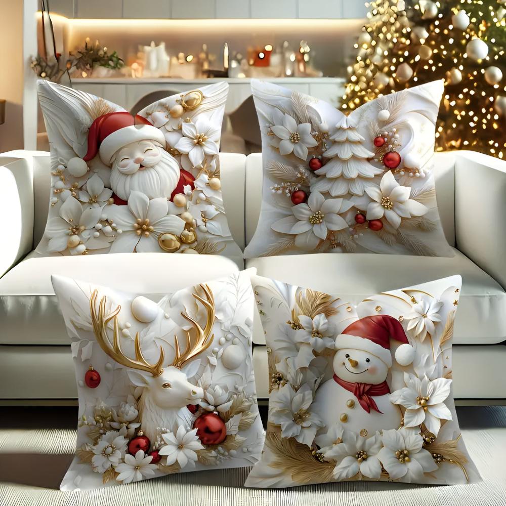 Kerst Charm Velours Kussenhoezen | Set van 4
