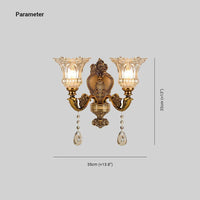 Ramiq Vintage Flor Metaal/Glas Wandlamp, Goud