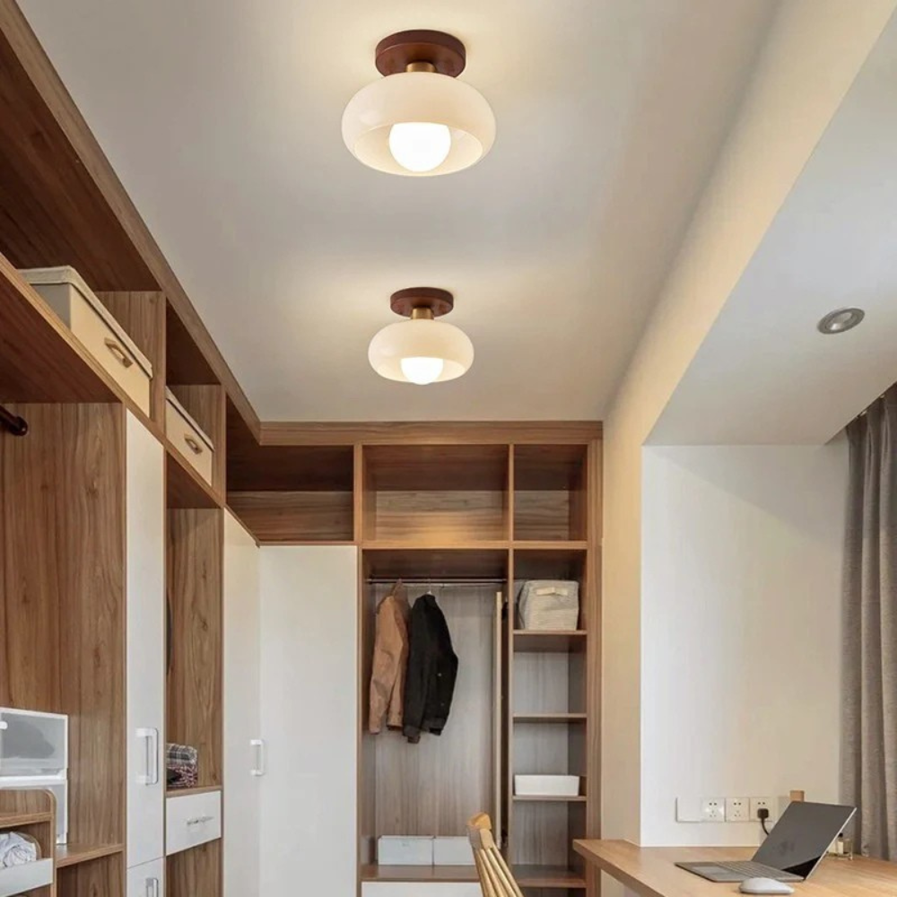 Franse Bauhaus Crème Plafondlamp