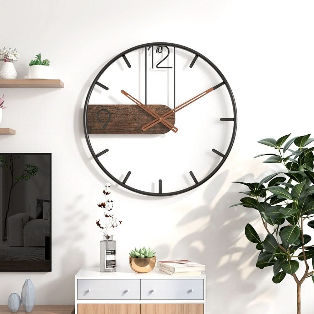 Horium Klok Grote Ronde Metalen Wandklok Voor Modern Interieur Met Elegante Touch