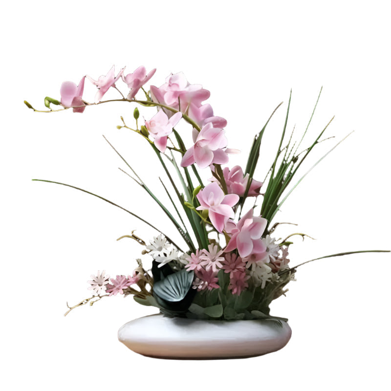 OrchidElegance kunstmatige orchideensortiment – Levensecht bloemenarrangement in een moderne vaas