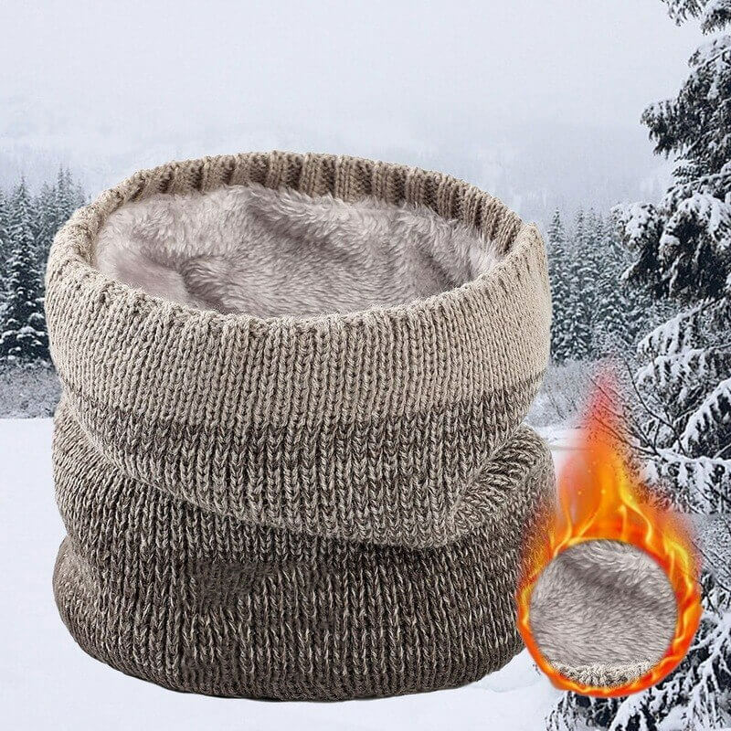 Warme wintersjaal | Gebreide fleece nekwarmer met dik kasjmier