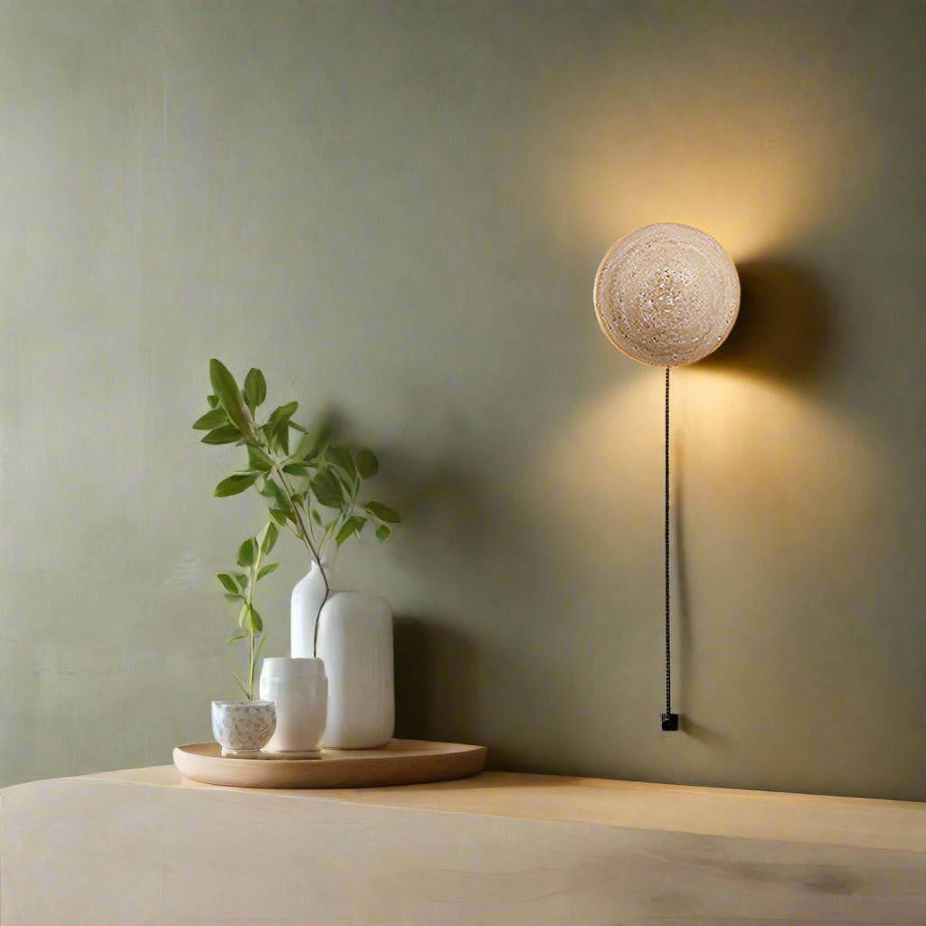 Amber Loft Travertine Ronde Wandlamp