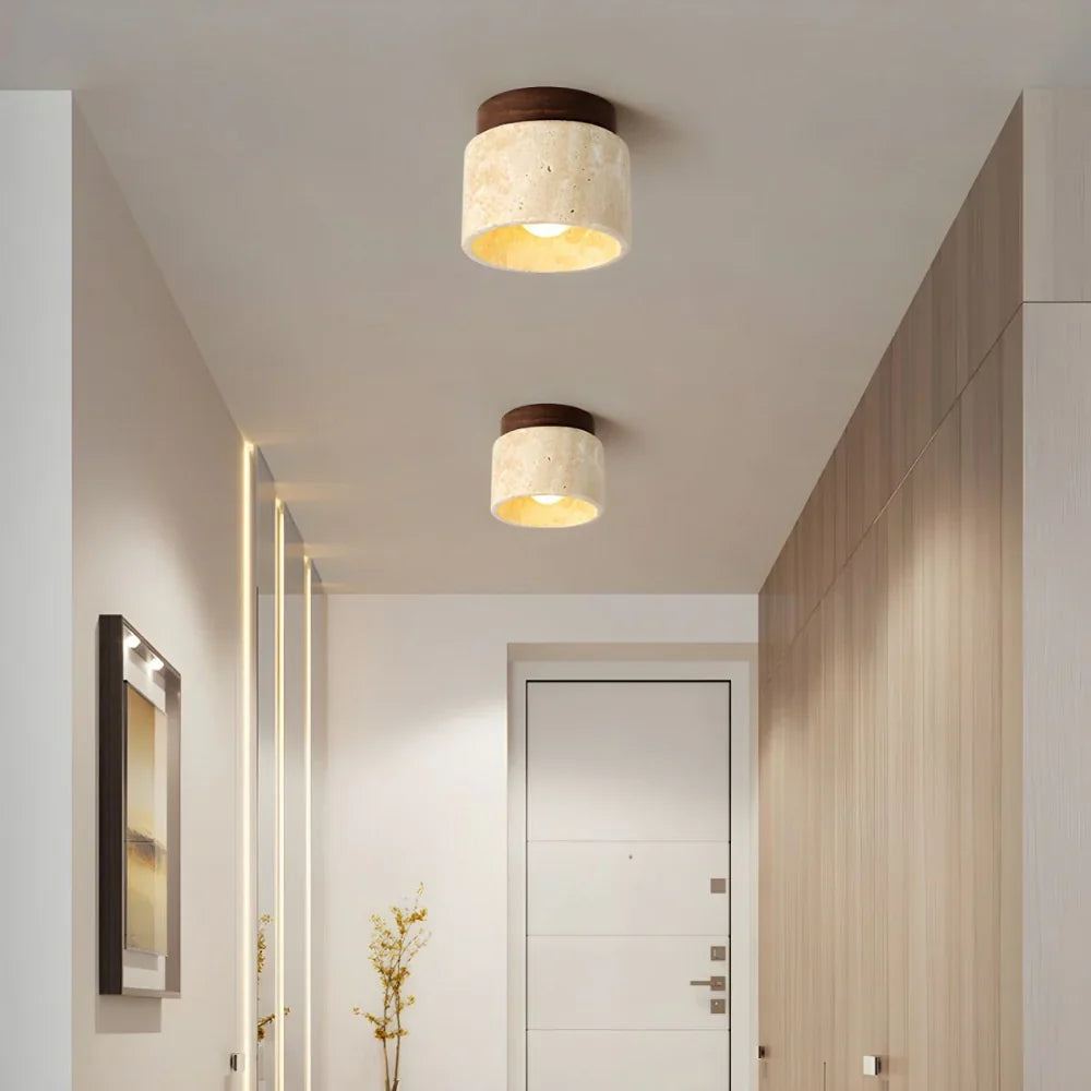 De Stone Travertine Japandi Plafondlamp