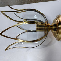 1 Lamp Lotus Plafondmontage Koloniaal Messing Helder Glas Flush Lichtarmatuur voor Gang