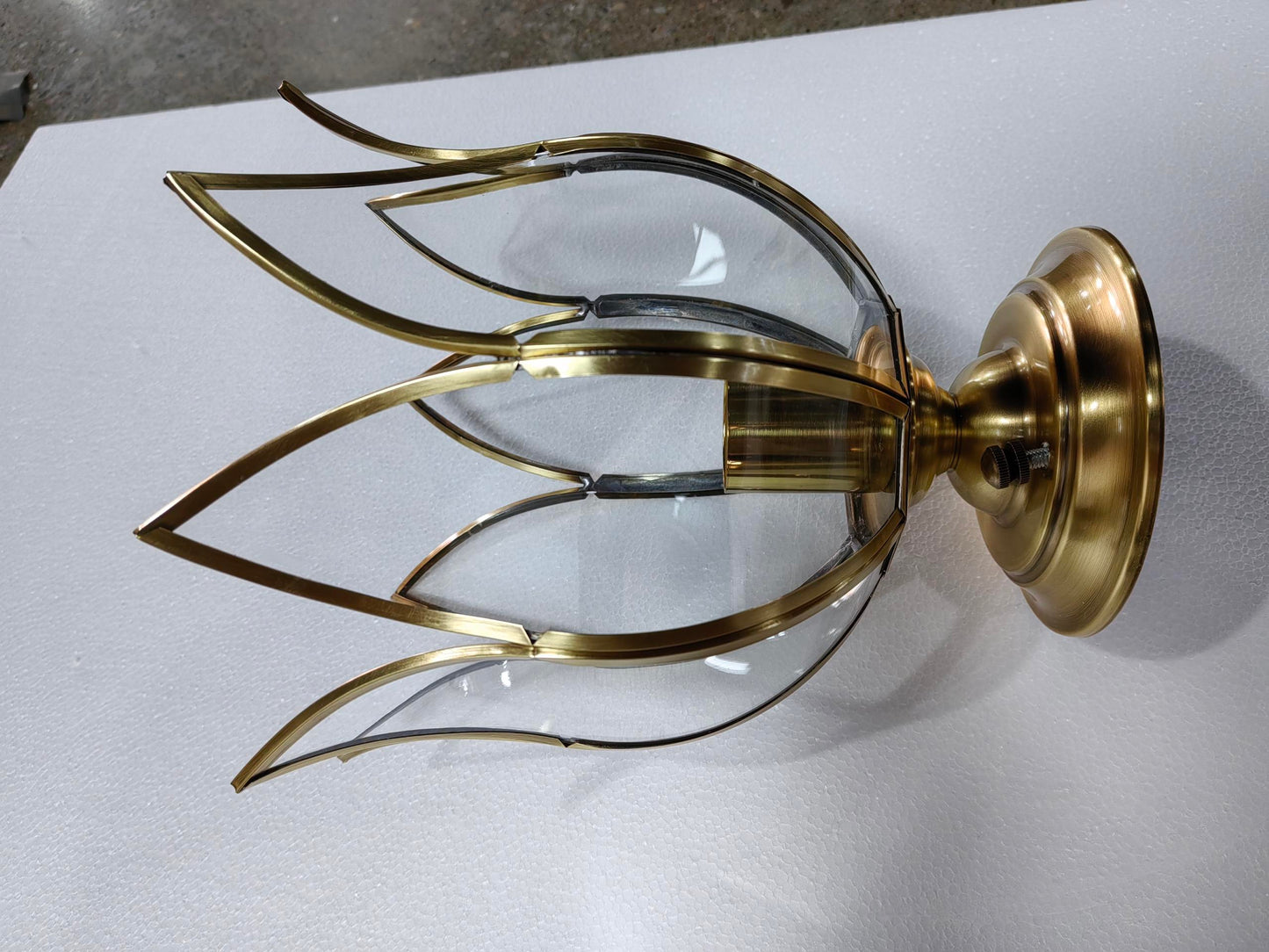 1 Lamp Lotus Plafondmontage Koloniaal Messing Helder Glas Flush Lichtarmatuur voor Gang