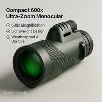 Compacte 600x ultrazoom-monoculair | HD-lens, lichtgewicht en ideaal voor wandelen, vogels spotten en sportevenementen