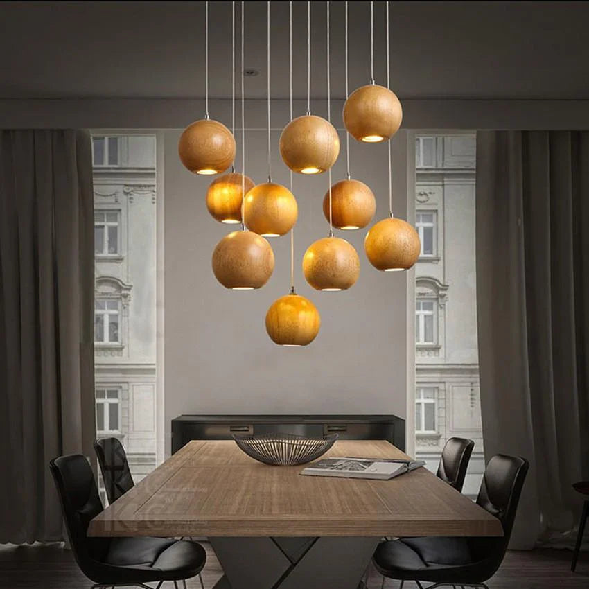 Houten Bol Pendellicht | Modern Natuurlijk Ontwerp