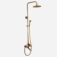 Vintage Koperen Douche Set Met Messing Kraan En Functionele Douchekoppen