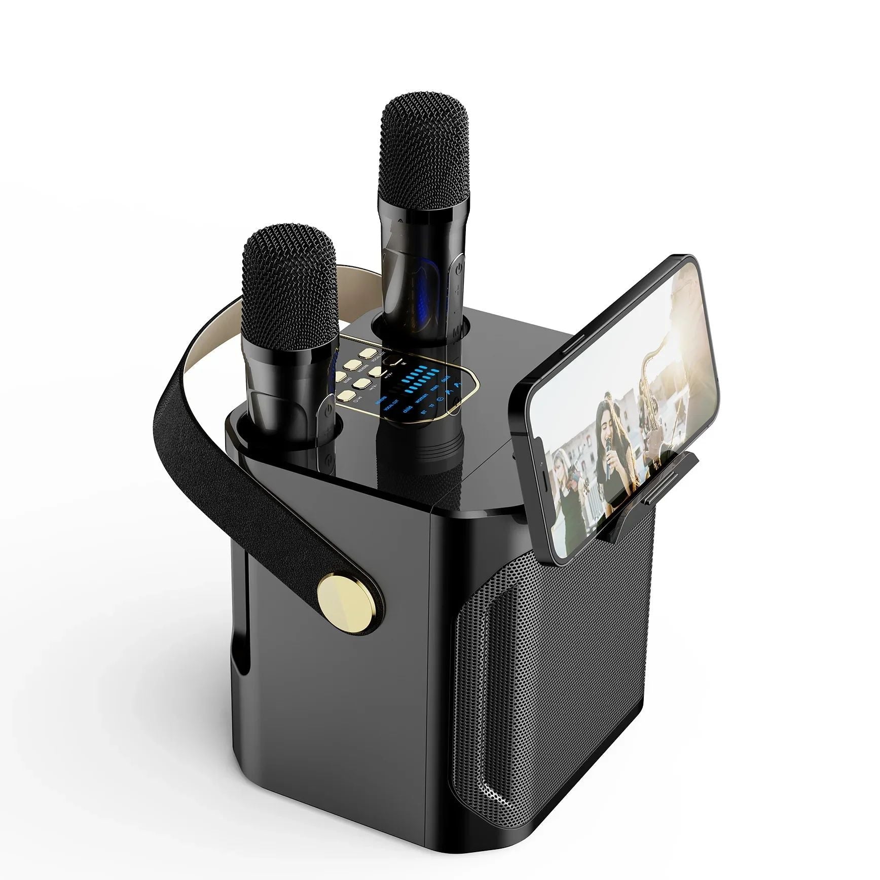 Skanto | Karaoke Bluetooth-luidspreker – 360° Surround Draadloze Subwoofer met Dubbele Microfoons