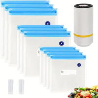 Skanto | Handheld elektrische vacuümapparaat met vacuümopslagzakken – Inclusief 3 maten (4x8,5", 3x11", 3x13,5"), vacuümverzegelde zipzakken en elektrische pomp