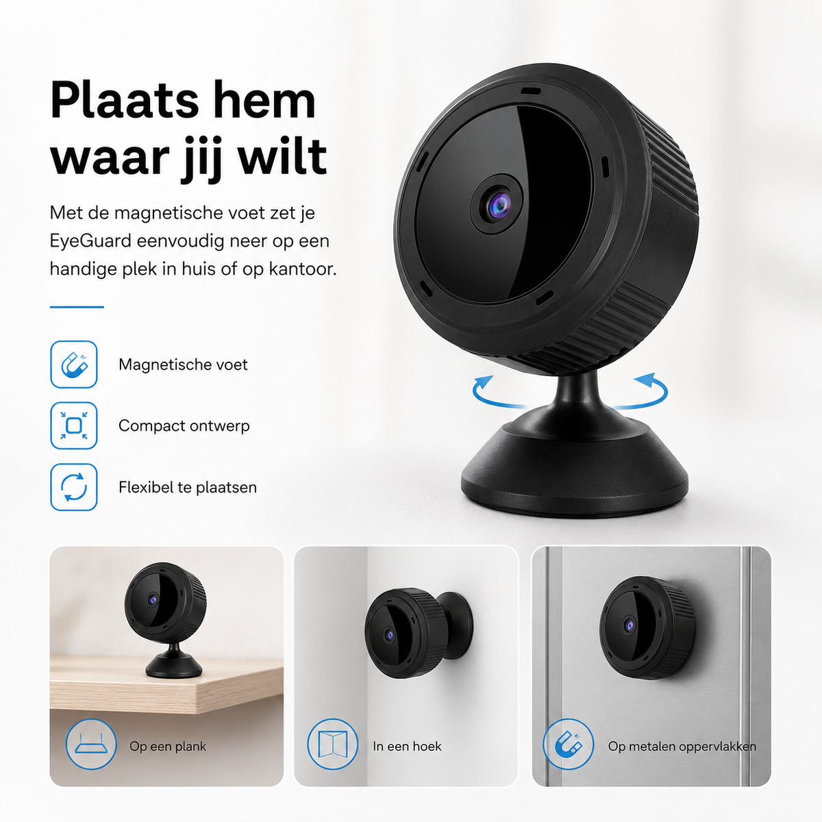 EyeGuard | Compacte WiFi Beveiligingscamera met HD Nachtzicht