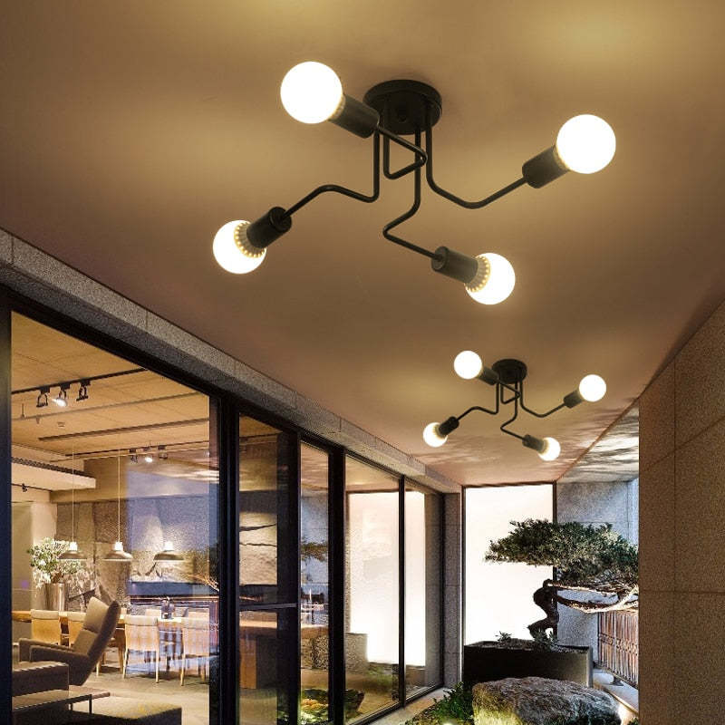 Arisha Vintage Moderne Minimalistische Industriële Zwarte Plafondlamp