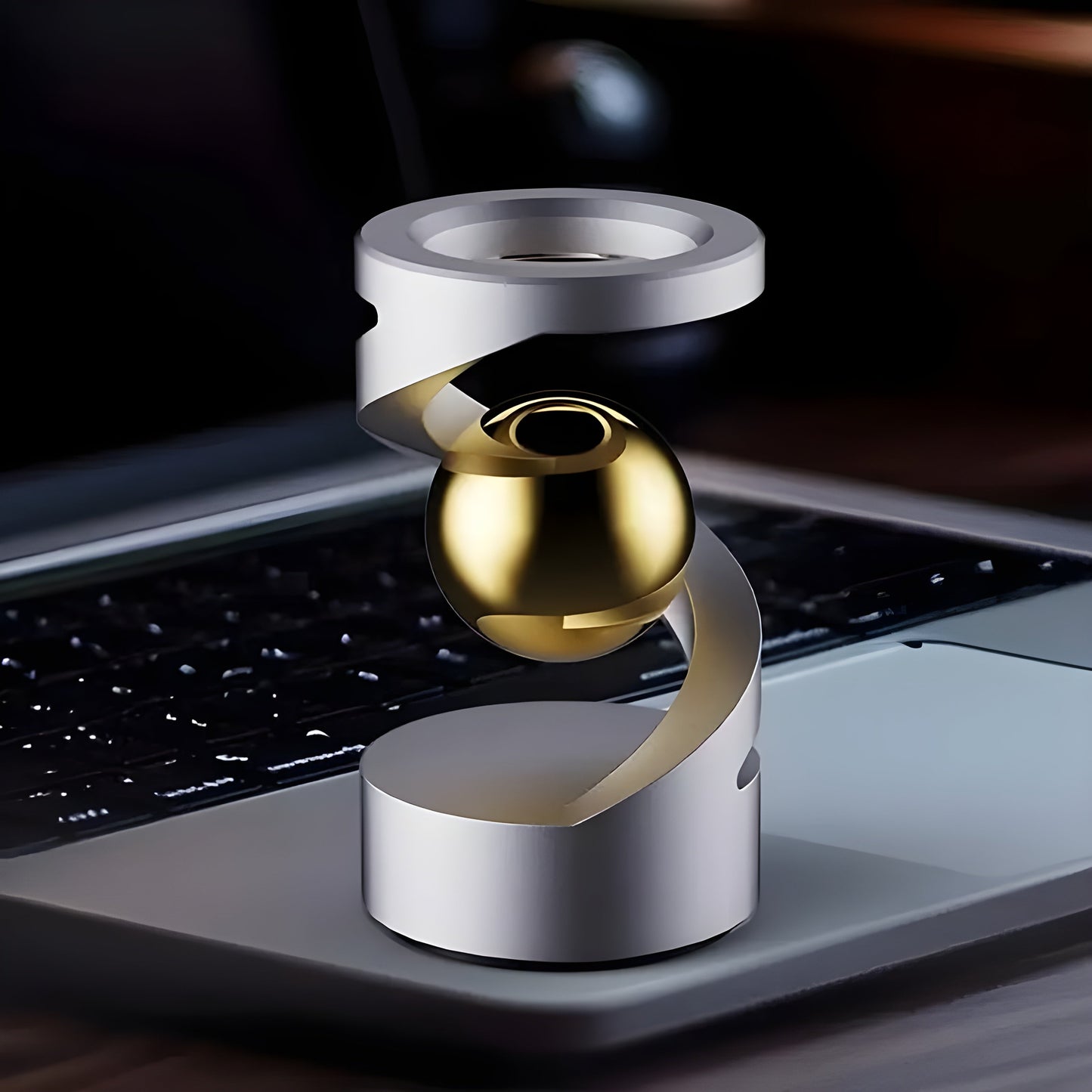 FidgetOrbit – Bureauaccessoire met zwevend gyroscoop voor ontspanning en moderne inrichting