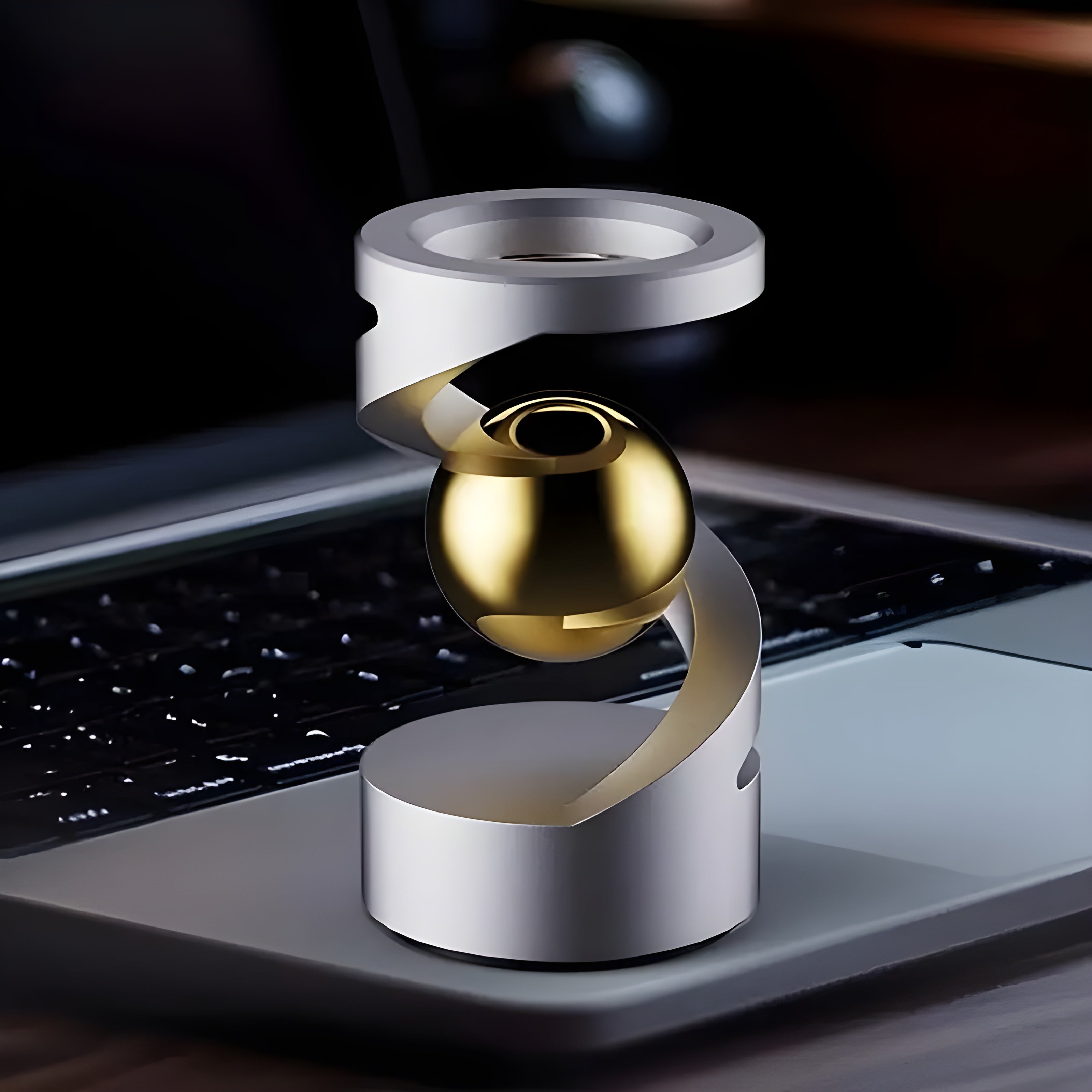 FidgetOrbit – Bureauaccessoire met zwevend gyroscoop voor ontspanning en moderne inrichting