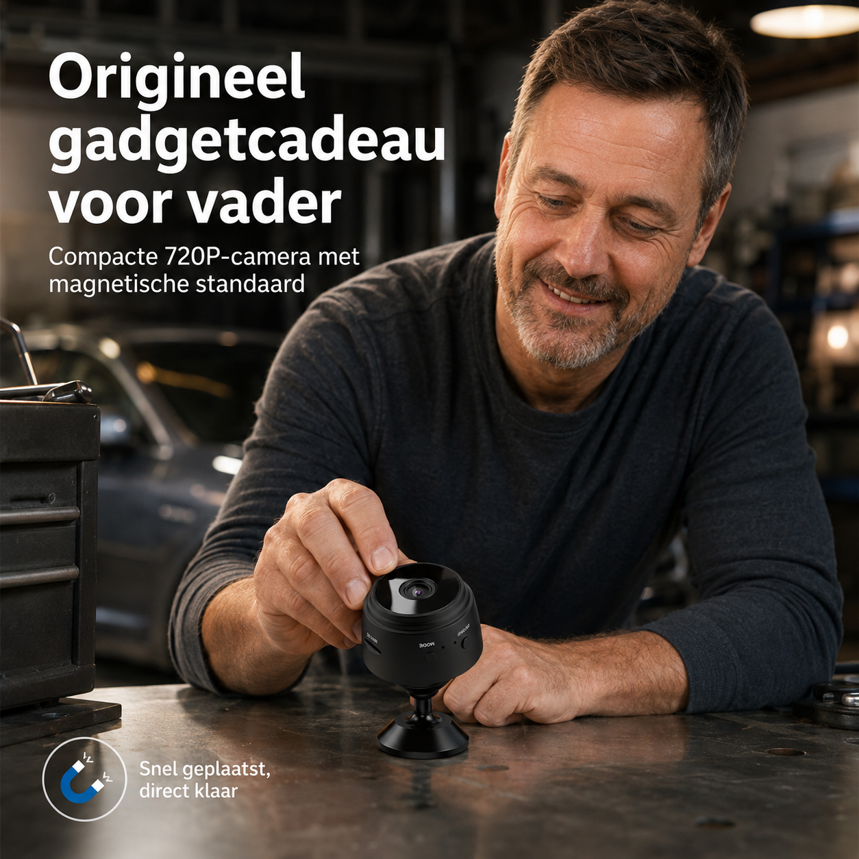 AutoVision | Draadloze 720P Camera – Origineel Gadgetcadeau voor Vader