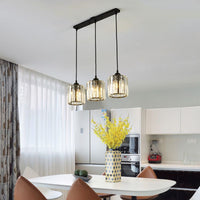 Vina Moderne Cluster Cilinder Glazen Hanglamp, Zwart/Goud