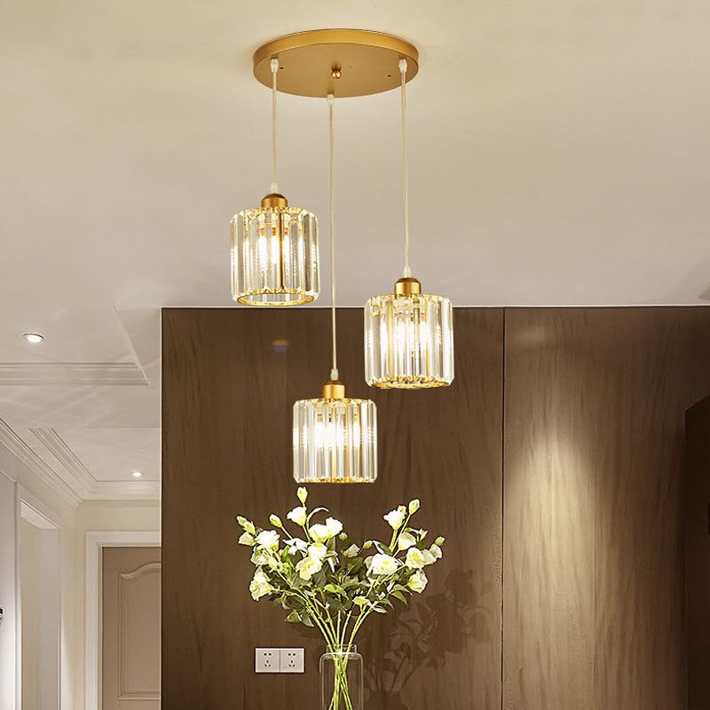 Vina Moderne Cluster Cilinder Glazen Hanglamp, Zwart/Goud