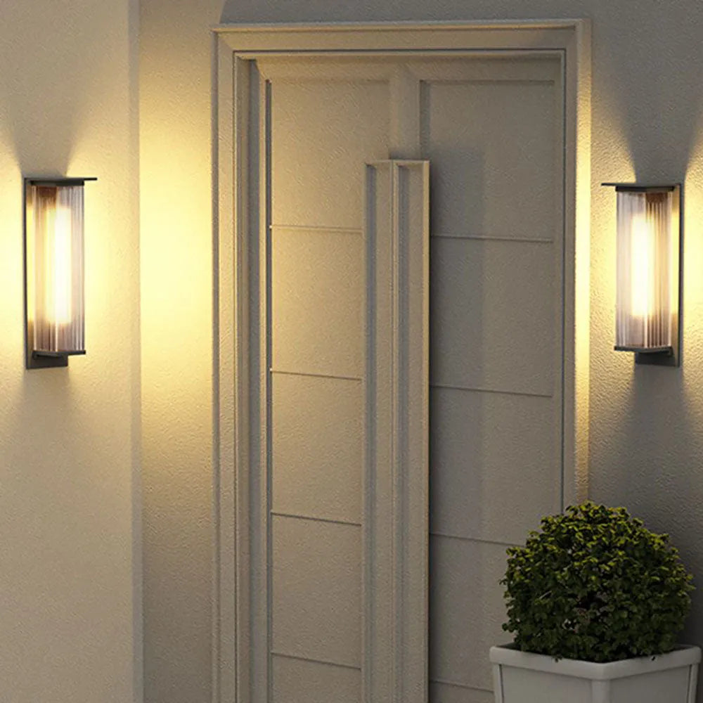 Ray Moderne Rechthoekige Metalen Buitenwandlamp, Zwart