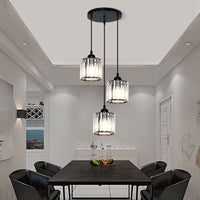 Vina Moderne Cluster Cilinder Glazen Hanglamp, Zwart/Goud