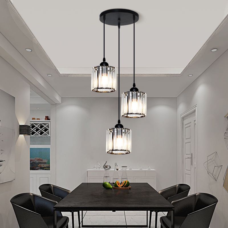Vina Moderne Cluster Cilinder Glazen Hanglamp, Zwart/Goud