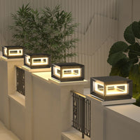 Ray Hedendaagse LED Cube Metalen Buitenlampen, Zwart