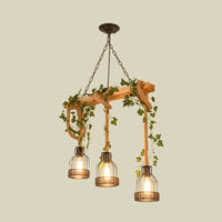Epoch Caged Vintage Boerderij Houten Balk Hanglamp 3/5 Lampen