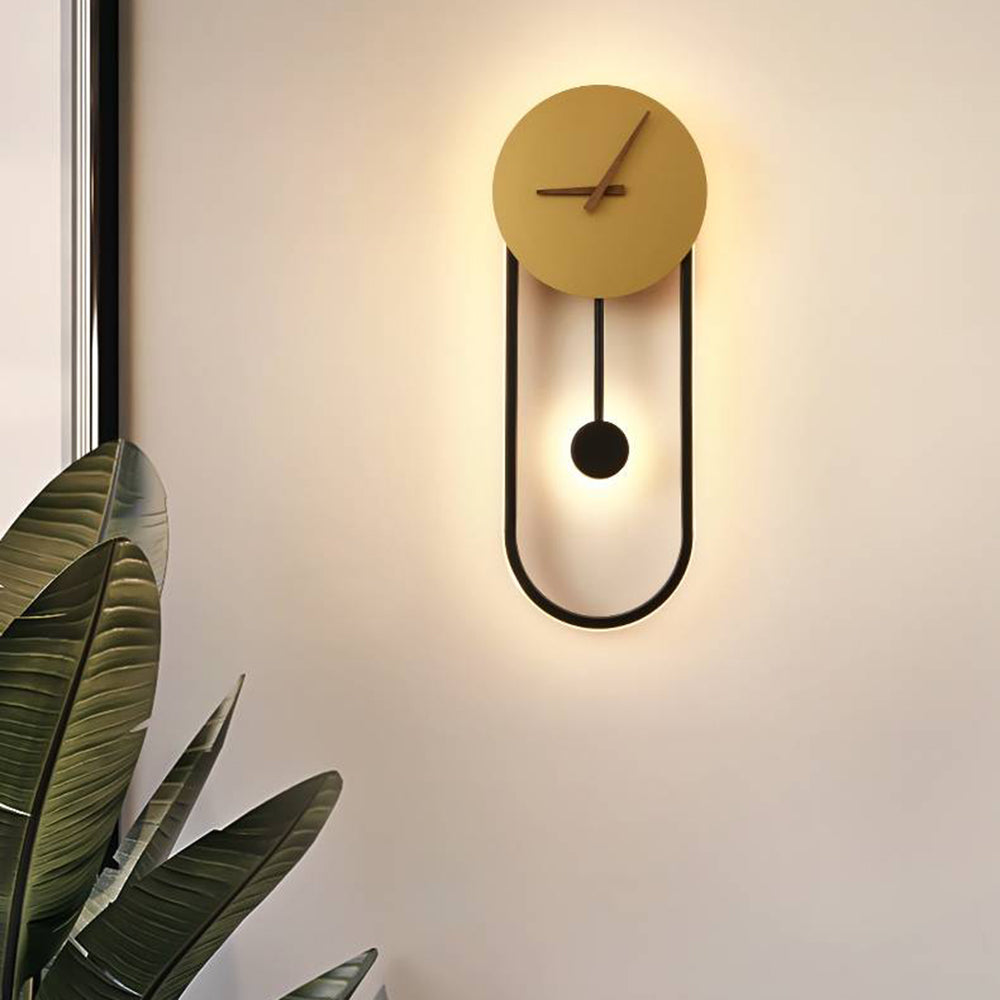 Arisha Nordic Klok Wandlamp, Goud & Zwart