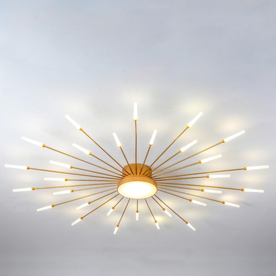 Wesley Plafondlamp Vuurwerk Lineair Modern Zwart/Goud