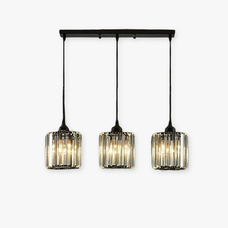 Vina Moderne Cluster Cilinder Glazen Hanglamp, Zwart/Goud