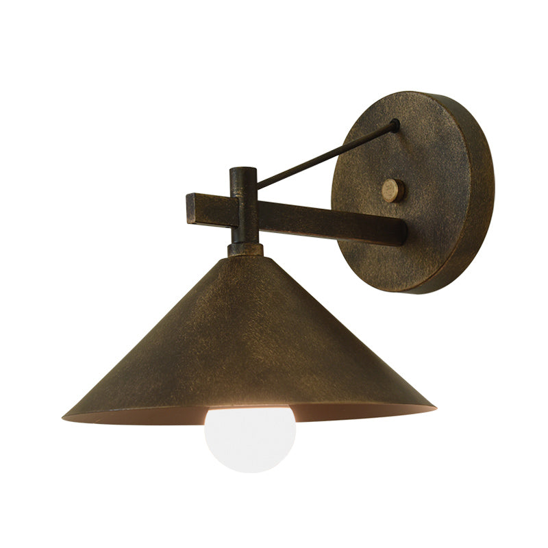 Metalen Conus Wandlamp Vintage 1 Licht Buiten Wandverlichting in Zwart/Antiek Messing/Verouderd Zilver
