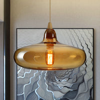 Globale/Pompoen/Ellips Pendant Light Hedendaagse Rook/Amber/Wit Glas 1 Licht Eetkamer Hanglamp