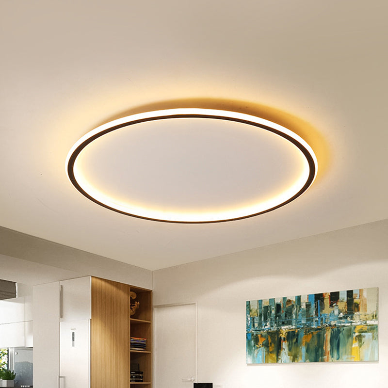 Noordse Stijl Disc LED Plafondverlichting 16"/19.5"/23.5" Brede Aluminium Zwarte Inbouwlamp in Warm/Wit Licht/ Afstandsbediening Traploze Dimming