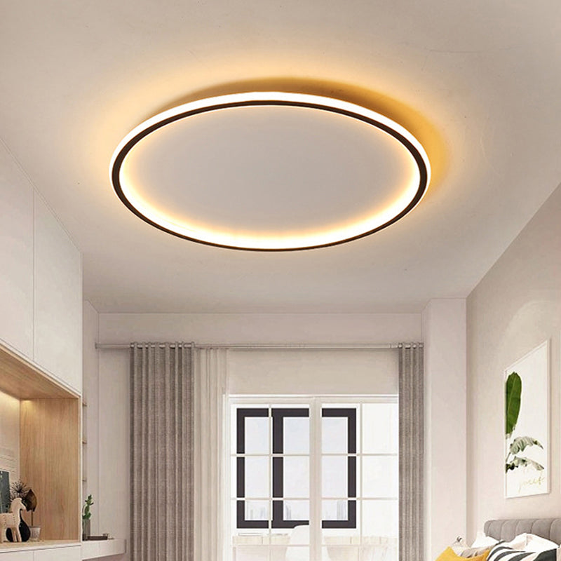 Noordse Stijl Disc LED Plafondverlichting 16"/19.5"/23.5" Brede Aluminium Zwarte Inbouwlamp in Warm/Wit Licht/ Afstandsbediening Traploze Dimming