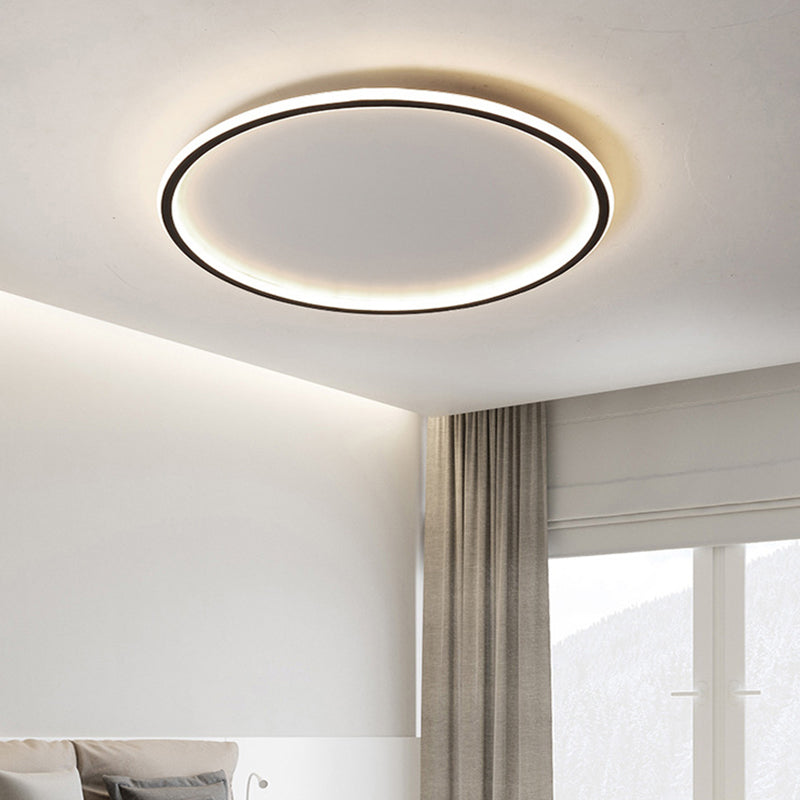 Noordse Stijl Disc LED Plafondverlichting 16"/19.5"/23.5" Brede Aluminium Zwarte Inbouwlamp in Warm/Wit Licht/ Afstandsbediening Traploze Dimming